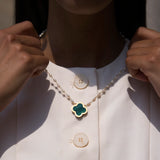 FAIRLEY - Malachite Clover Necklace | Gold