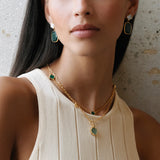 FAIRLEY - Green Agate Clover Necklace | Gold