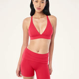 P.E NATION - Fold Over 5" Bike Short - Strawberry