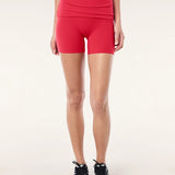 P.E NATION - Fold Over 5" Bike Short - Strawberry