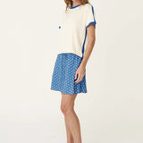 ROWIE - Frannie Silk Mini Skirt - Cornflower Spot