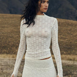 ROWIE - Galo Flower Lace Top - Creme