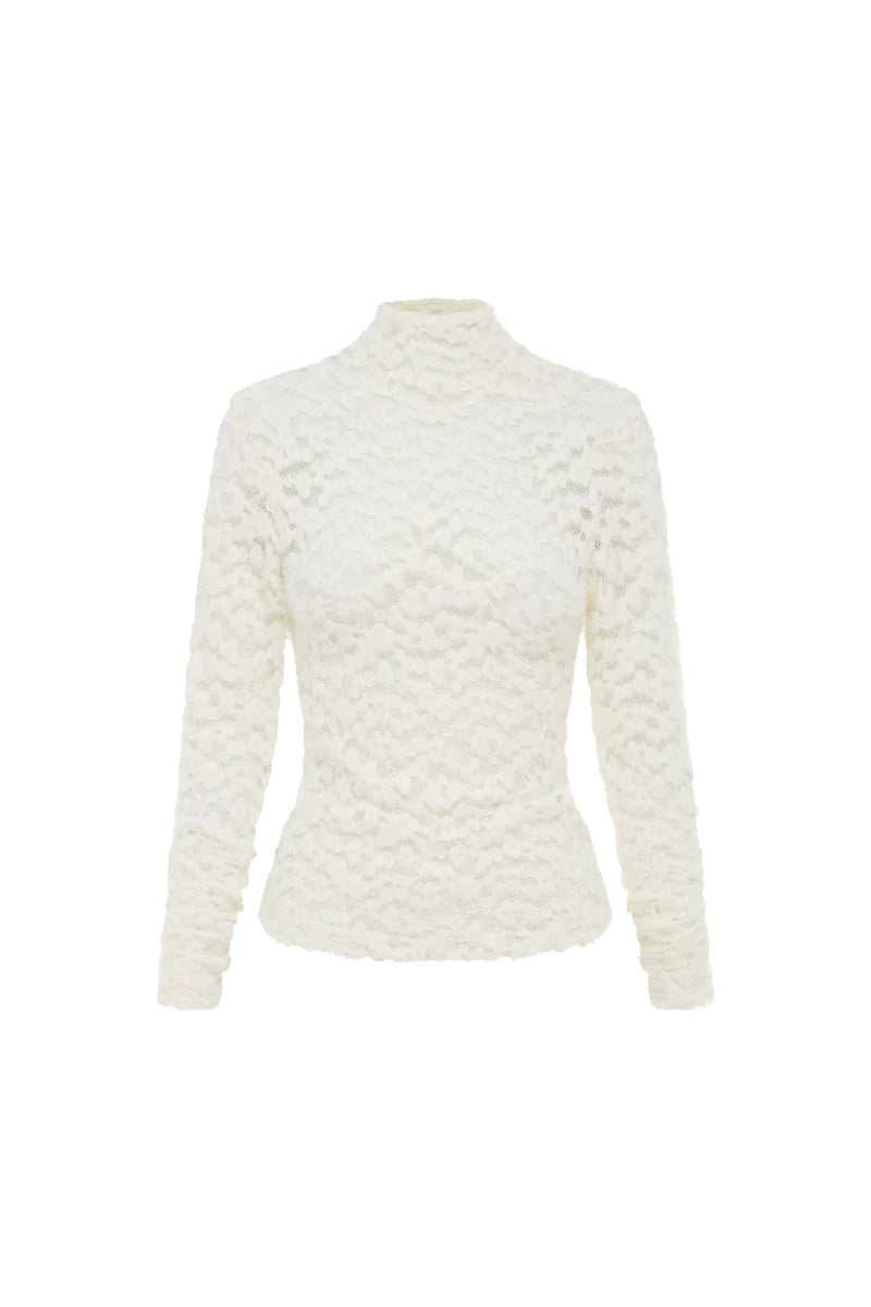 ROWIE - Galo Fuzzy Lace Top - Creme