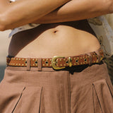 SPELL - Tempest Studded Suede Belt - Tan