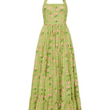 PALM NOOSA - Willow Dress - Green Floral Tile