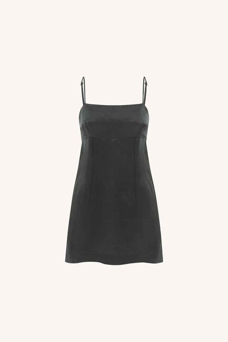 Rowie - Gwen Silk Linen Mini Dress - Iron