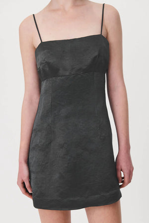 Rowie - Gwen Silk Linen Mini Dress - Iron