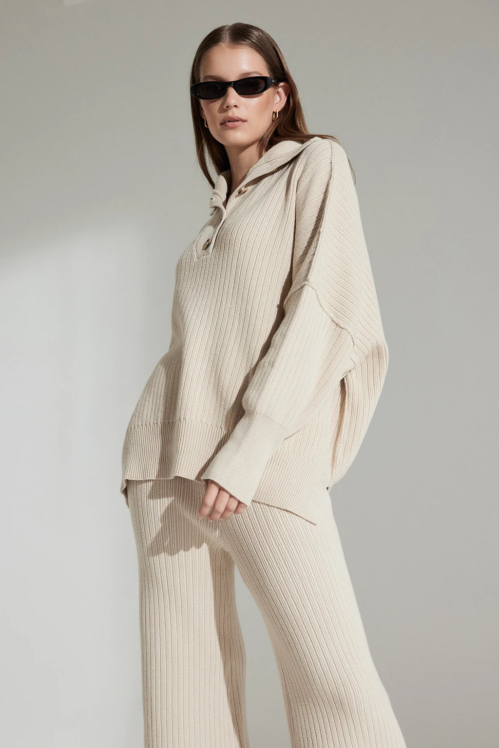 ARCAA - Margo Button Up Sweater - Sand