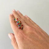 FAIRLEY - Rainbow Baguette Cluster Huggies | Gold