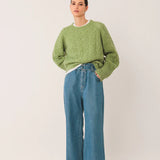 INDI & COLD - Crop Cable Knit Sweater - Matcha