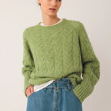INDI & COLD - Crop Cable Knit Sweater - Matcha