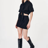 ROWIE - Jole Silk Mini Wrap Skirt - Noir
