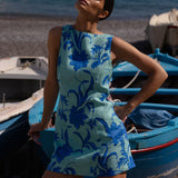 KIVARI - Juniper Mini Dress - Cobalt Blue / Green