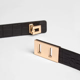 ELKA COLLECTIVE - Paige Leather Belt - Black Croc