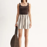 ELKA COLLECTIVE - Milo Stripe Short - Chocolate Stripe