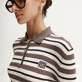 ELKA COLLECTIVE - Ana Knit Polo - Chocolate Multi Stripe