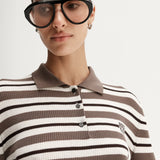 ELKA COLLECTIVE - Ana Knit Polo - Chocolate Multi Stripe