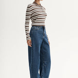 ELKA COLLECTIVE - Ana Knit Polo - Chocolate Multi Stripe