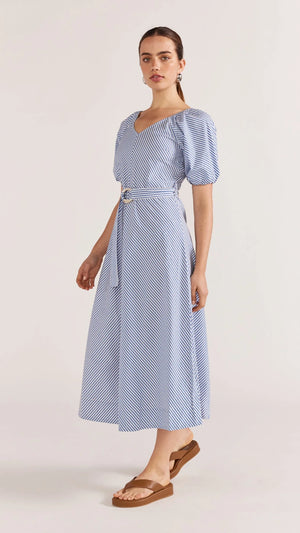 Staple the Label - Lucille Midi Dress - Blue and White Stripe