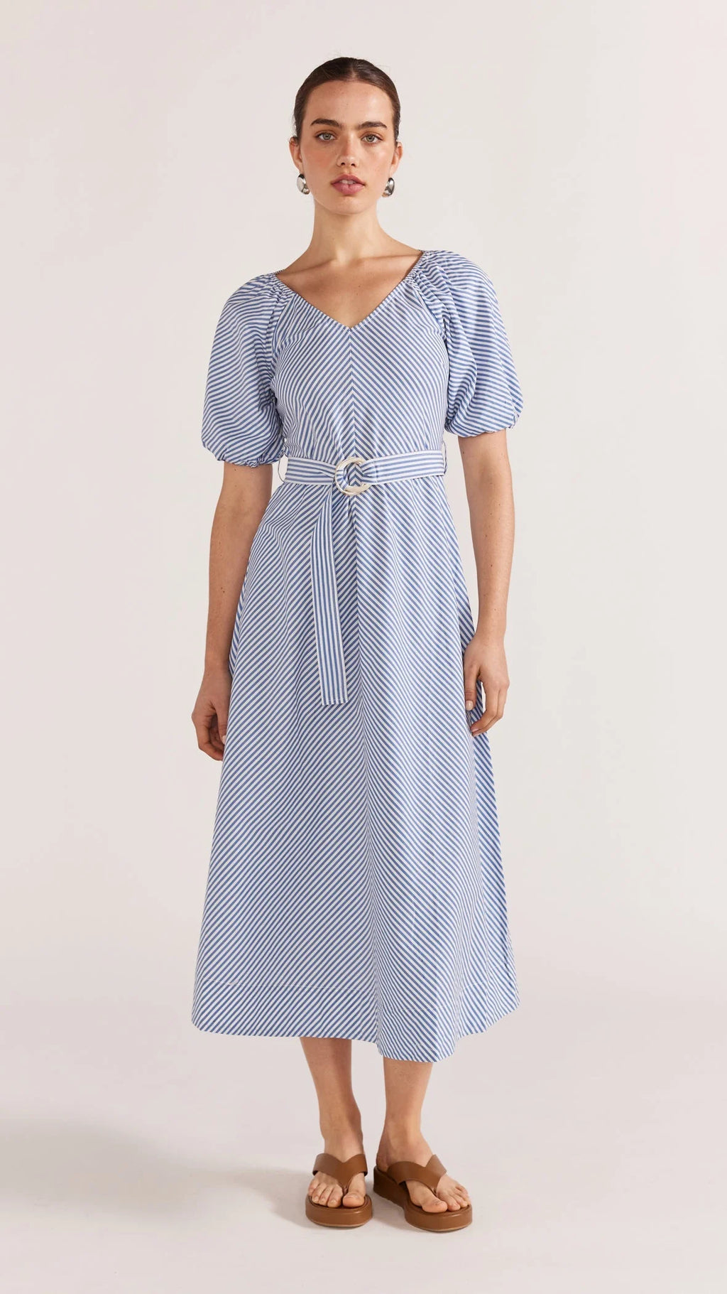 Staple the Label - Lucille Midi Dress - Blue and White Stripe