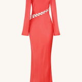 SHONA JOY -  Lydie Asymmetrical Lace Up Dress - Poppy Red