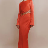 SHONA JOY -  Lydie Asymmetrical Lace Up Dress - Poppy Red