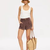 KIVARI - Celene Denim Short - Chocolate