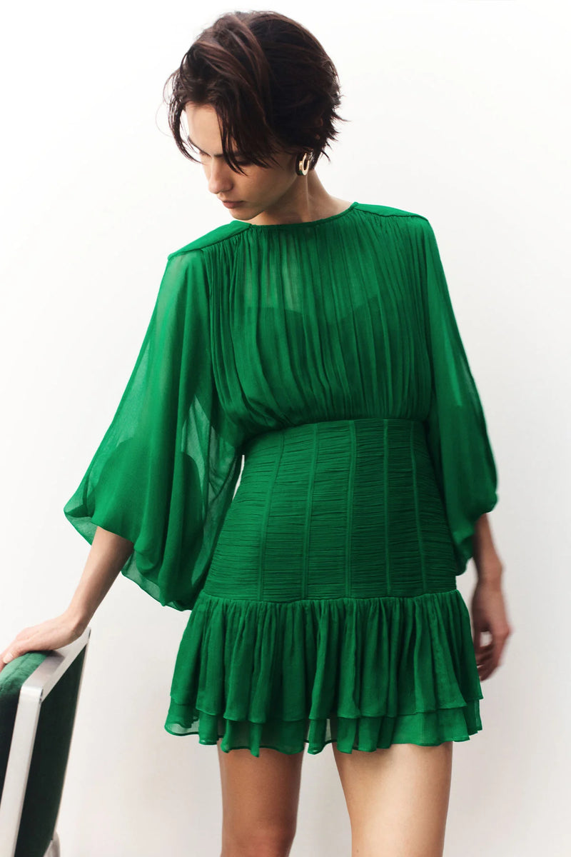 Shona Joy - Ruched Panelled Dress - Tree Green