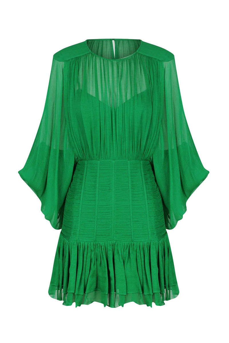 Shona Joy - Ruched Panelled Dress - Tree Green