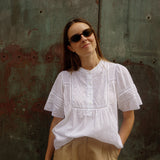 INDI & COLD - Embroidered Voile Blouse - Blanco