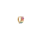 FAIRLEY - Rainbow Baguette Cluster Huggies | Gold