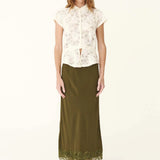 ROWIE - Marina Silve Midi Skirt - Olive