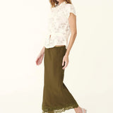 ROWIE - Marina Silve Midi Skirt - Olive
