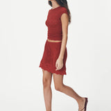ROWIE - Marina Silk Mini Skirt - Burgundy