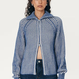 ROWIE - Markus Zip Knit Cardigan - Colbalt Creme