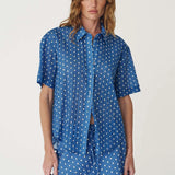ROWIE - Mason Silk Shirt - Cornflower Top