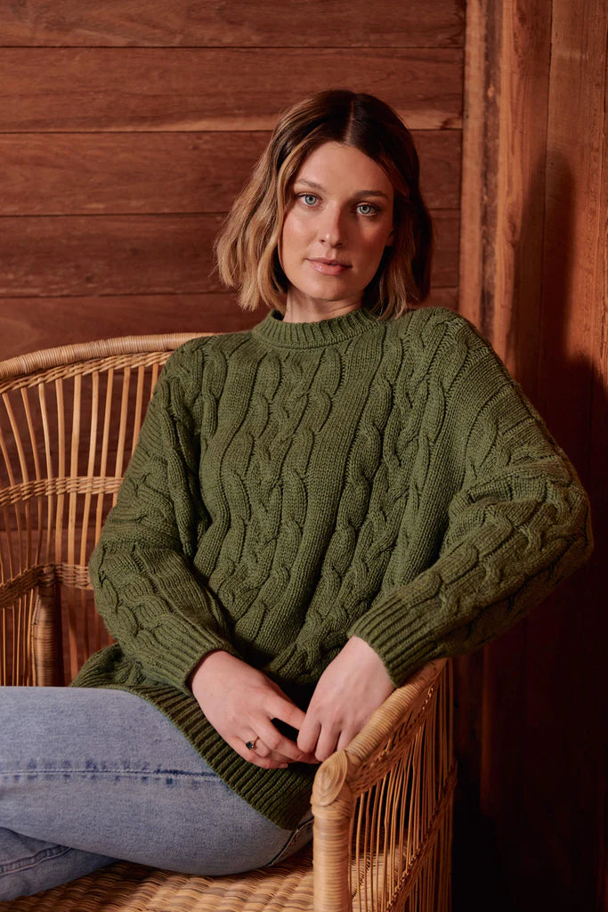 MAXTED - Soft Touch Cable Pullover - Thyme