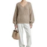 AMERICAN DREAMS - Milana LS Mohair Knit - Light Taupe