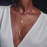 SATYA - Illuminated Path Moon Necklace | Gold