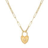 SATYA - Love Everlasting Padlock Heart Necklace | Gold