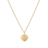 SATYA - Journey To Love Moonstone Lotus Heart Necklace | Gold