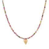 SATYA - Aligned w Love Pink Tourmaline Heart Choker | Gold