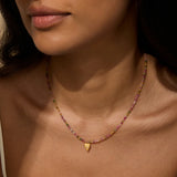 SATYA - Aligned w Love Pink Tourmaline Heart Choker | Gold