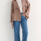 STAPLE THE LABEL - Olea Crop Tie Waist Coat - Mocha