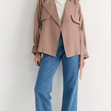 STAPLE THE LABEL - Olea Crop Tie Waist Coat - Mocha