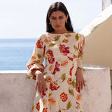 KIVARI - Odessa Sleeved Mini Dress - Butter / Red