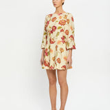 KIVARI - Odessa Sleeved Mini Dress - Butter / Red