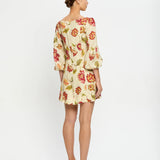 KIVARI - Odessa Sleeved Mini Dress - Butter / Red