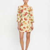 KIVARI - Odessa Sleeved Mini Dress - Butter / Red