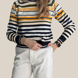 POL CLOTHING - Sela Spring Multi Stripe Knit - Ink/Mist/Saffron